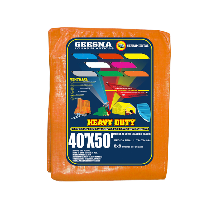 LONA LIGERA NARANJA 40X50 FT 80 G 12.00X15.00 MTS GEESNA | 2369